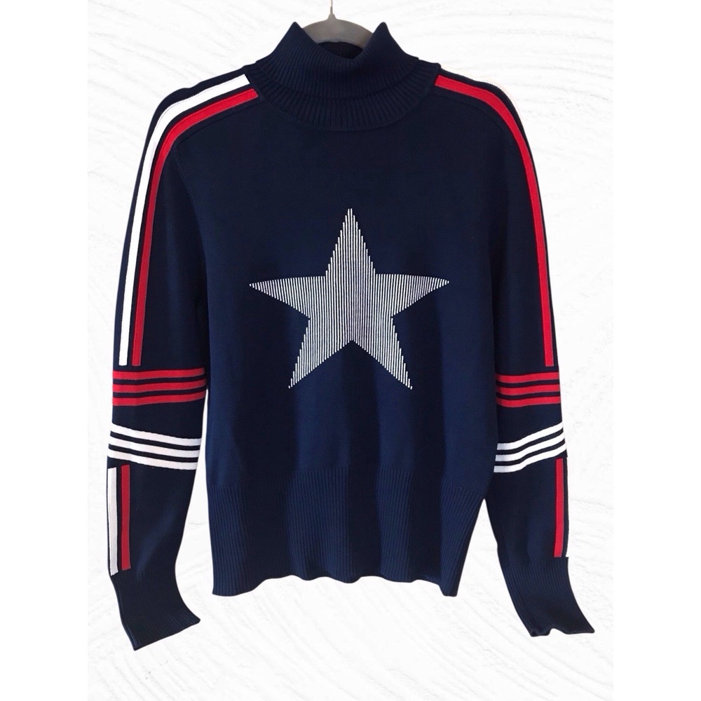 Antonio Melani Active Star Turtleneck Long Sleeve Statement Sweater SIZE XL‎